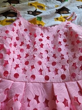 Pink Eyelet Midi Dress -  Women's Elegant Sleeveless Dress